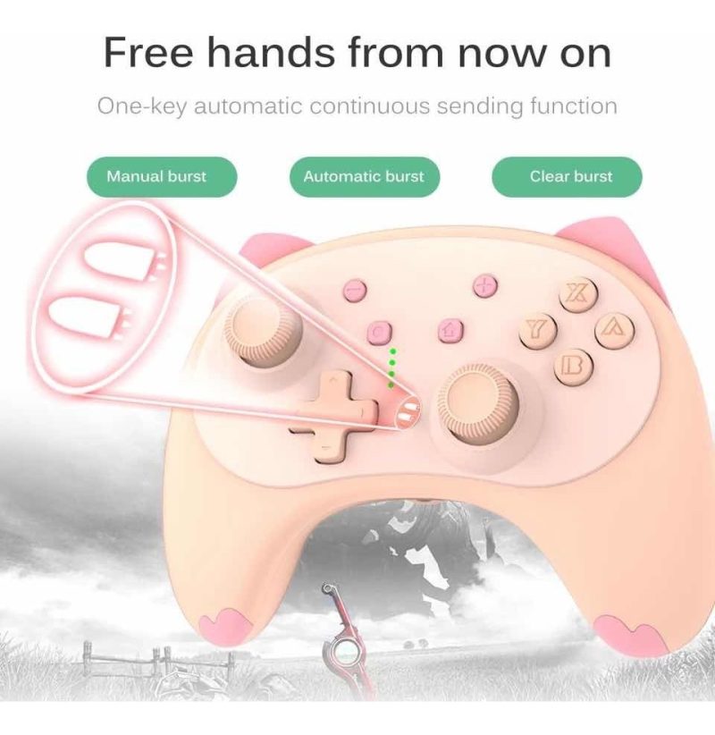 Control Bluetooth Naranja para Nintendo Switch/Switch OLED IINE Gatito - Imagen 4