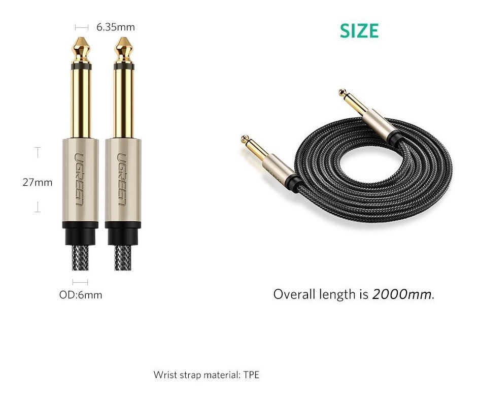 Cable Jack Guitarra 6.35 Mm 2.0 Metros, Ugreen - Imagen 7