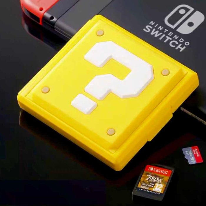 Estuche Protector para Nintendo Switch con Diseño de Signo Mario Bros Amarillo- Almacena 12 Juegos y 12 Micro SDs