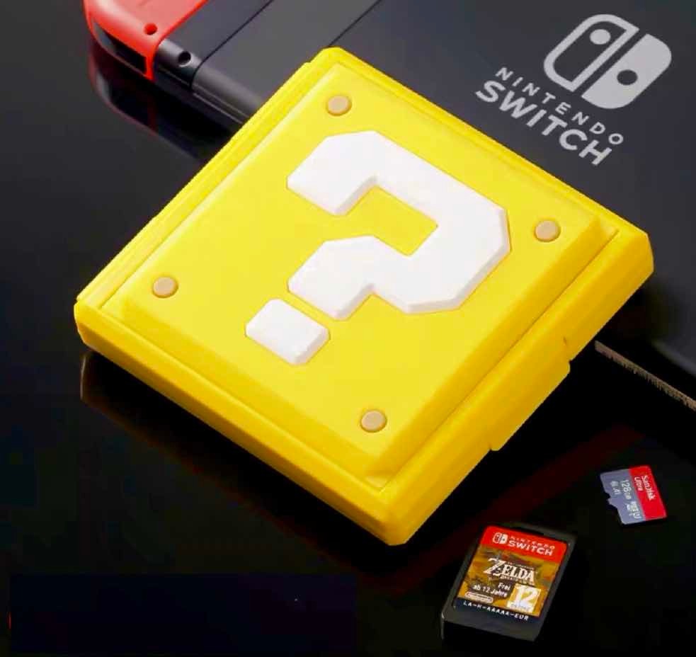 Estuche Protector para Nintendo Switch con Diseño de Signo Mario Bros Amarillo- Almacena 12 Juegos y 12 Micro SDs