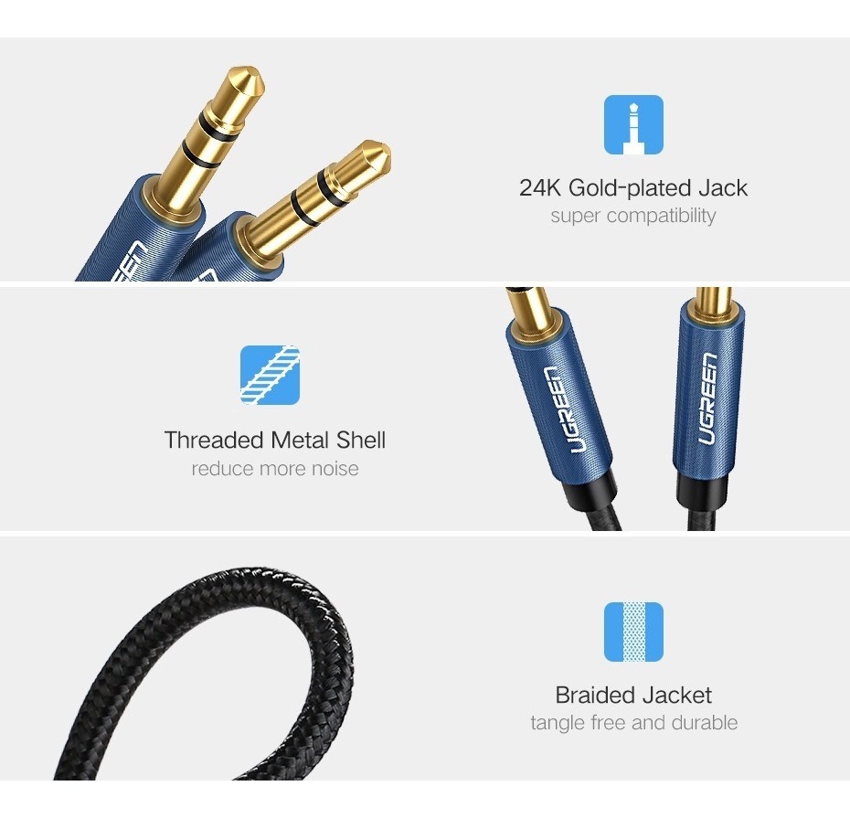 Cable Auxiliar 3.5mm 1 Metro Macho-macho Ugreen - Imagen 7