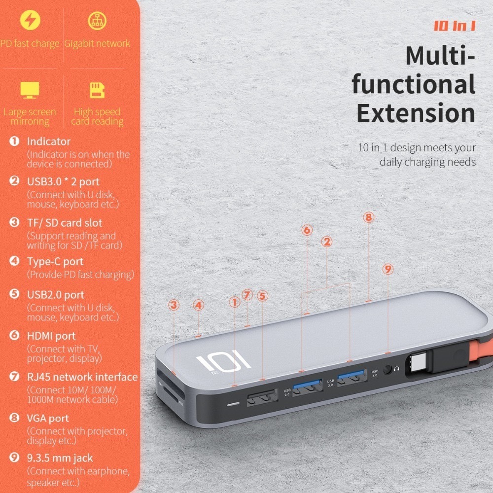 Hub Usb-c 10 En 1 Rock Powerexpand - Imagen 2