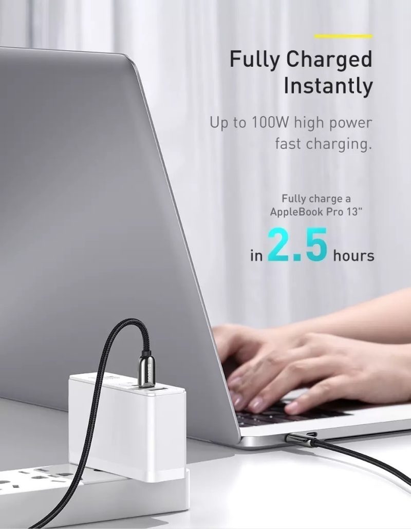 Cable USB-C 100W Baseus de 1m para Carga Rápida - Imagen 3