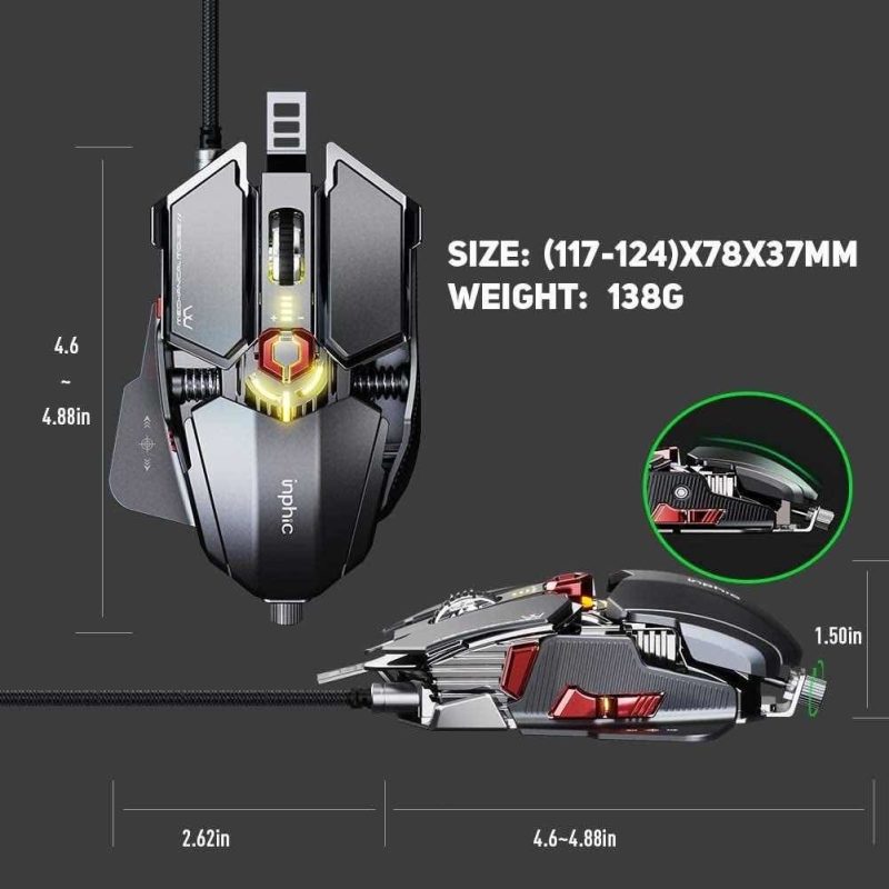 Mouse Gamer Monster Regulable Pg6 5000dpi Multicolor Rgb - Imagen 6