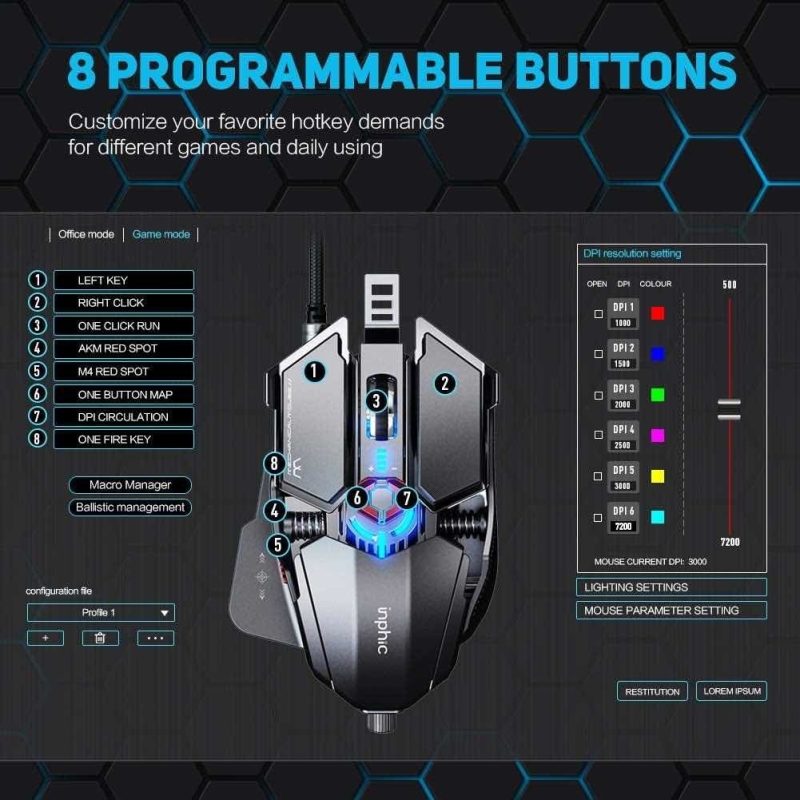 Mouse Gamer Monster Regulable Pg6 5000dpi Multicolor Rgb - Imagen 3