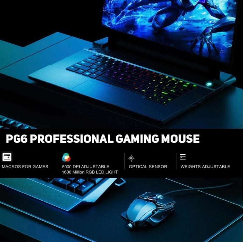 Mouse Gamer Monster Regulable Pg6 5000dpi Multicolor Rgb - Imagen 5