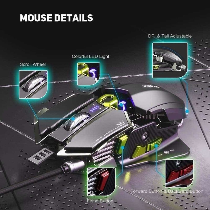 Mouse Gamer Monster Regulable Pg6 5000dpi Multicolor Rgb - Imagen 2