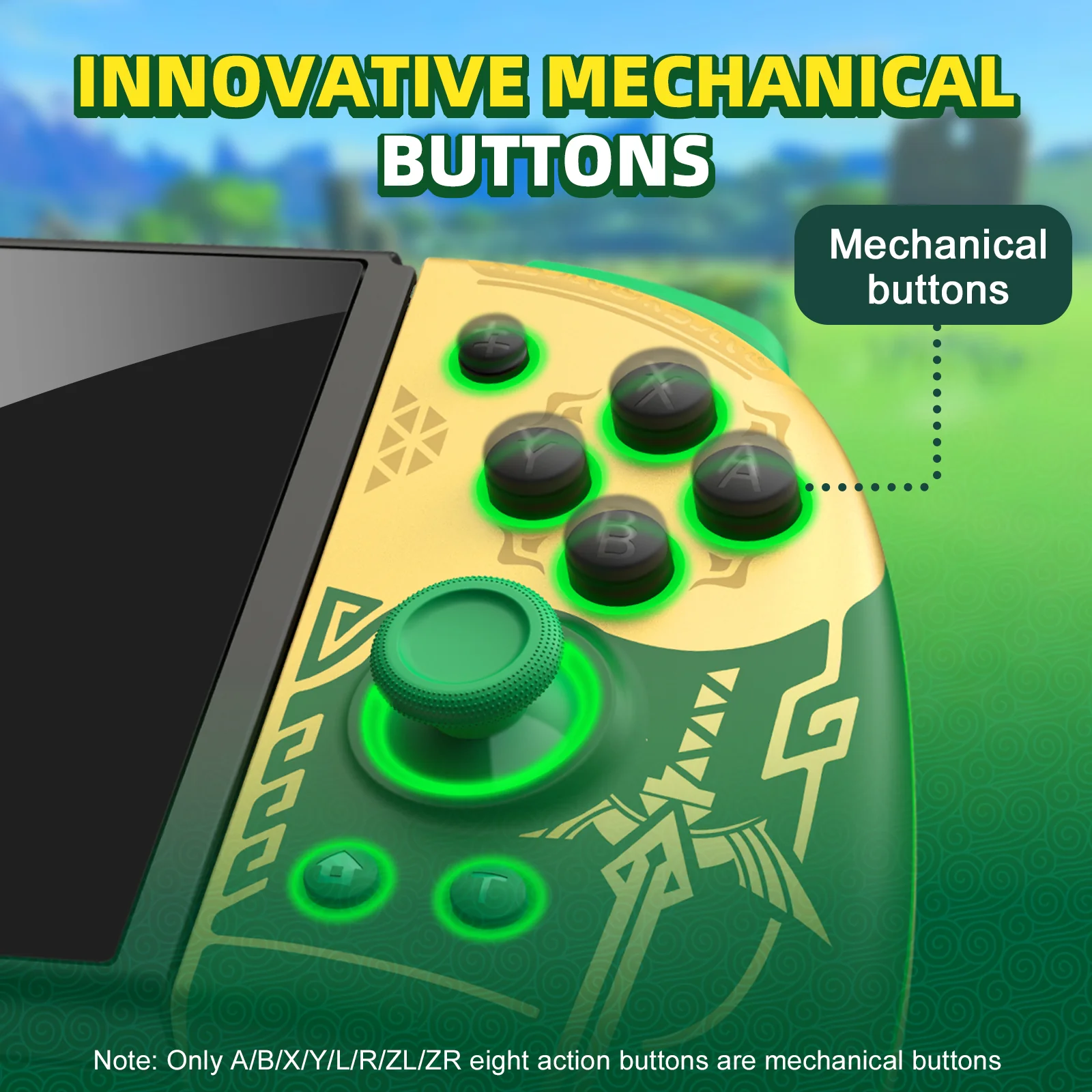 Botones mecánicos innovadores del Control Joypad IINE Zelda Tears of the Kingdom.