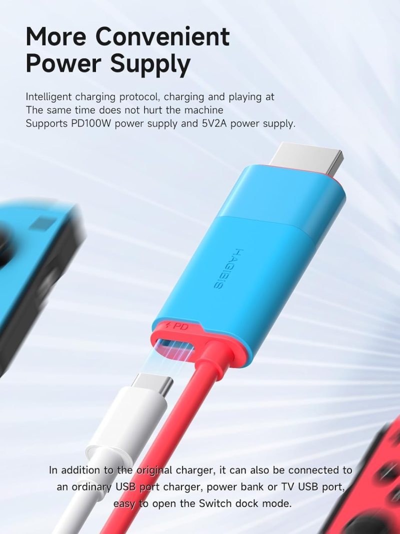Cable Adaptador HDMI USB C Hagibis con soporte para suministro de energía más conveniente, incluyendo PD 100W y 5V2A.