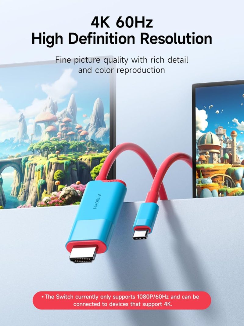 Resolución de alta definición 4K@60Hz del Hagibis Dock, proporcionando calidad de imagen fina y reproducción de color rica.