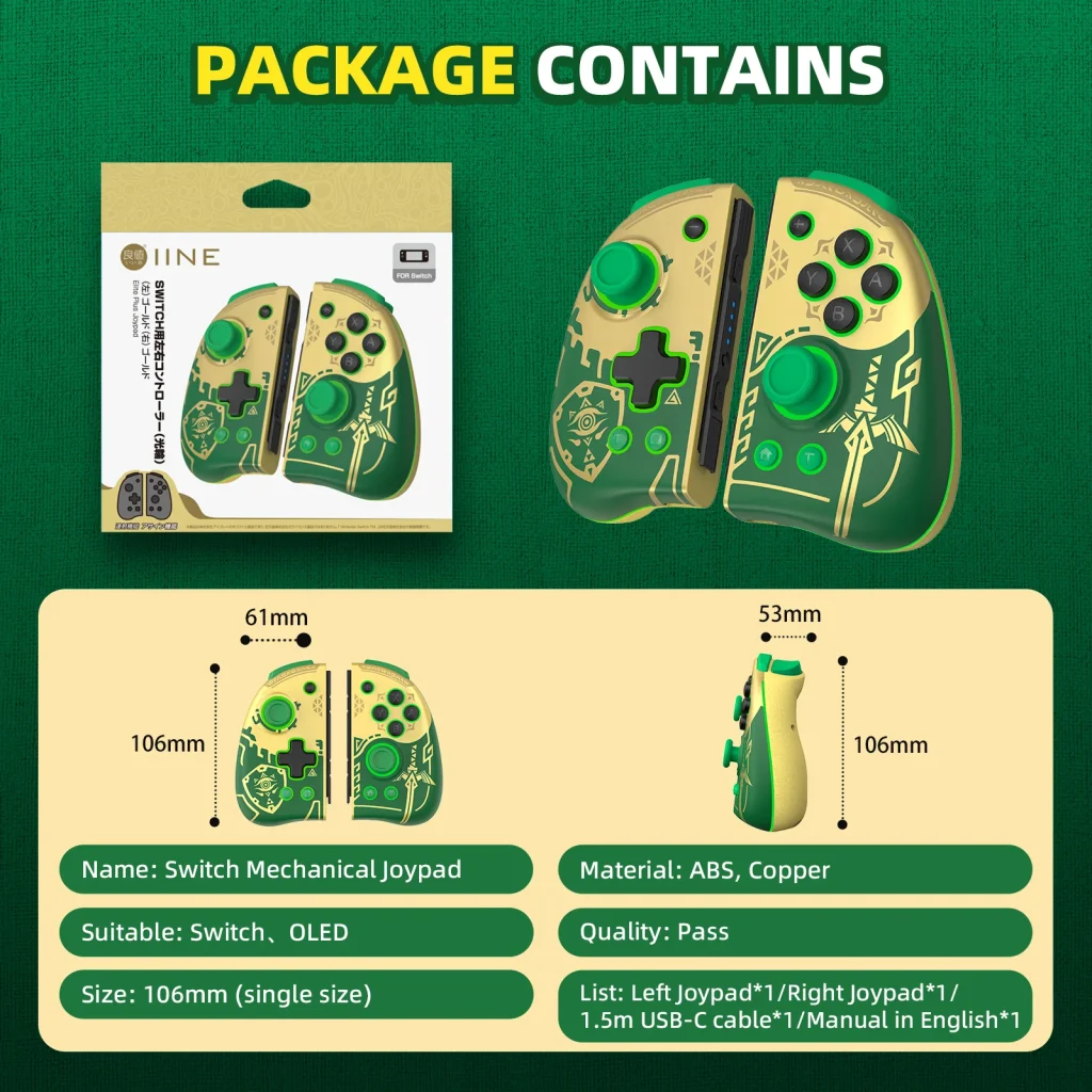 Contenido del paquete del Control Joypad IINE Zelda Tears of the Kingdom.