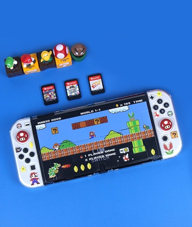 Carcasa Protectora Nintendo Switch OLED Mario Bros Retro. Producto exclusivo en Chile.