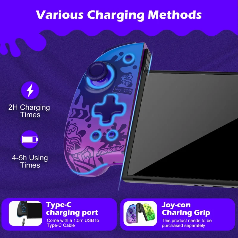 Función auto-fire del Joy-Con Splatoon Neptune IINE para juegos competitivos.