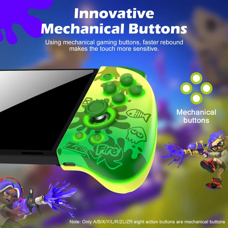 JoyCon Splatoon Neptune IINE para Nintendo Switch/OLED – Luces RGB y Función Auto-Fire - Imagen 3