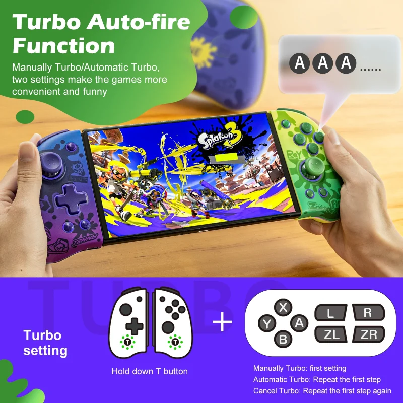 Luces RGB personalizables del Joy-Con Splatoon Neptune IINE con opciones de color y brillo.