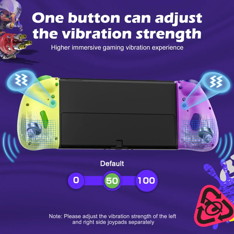 Configuración de vibración ajustable del Joy-Con Splatoon Neptune IINE para una experiencia inmersiva.